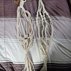 Macrame Plant Hangers in Cream and White